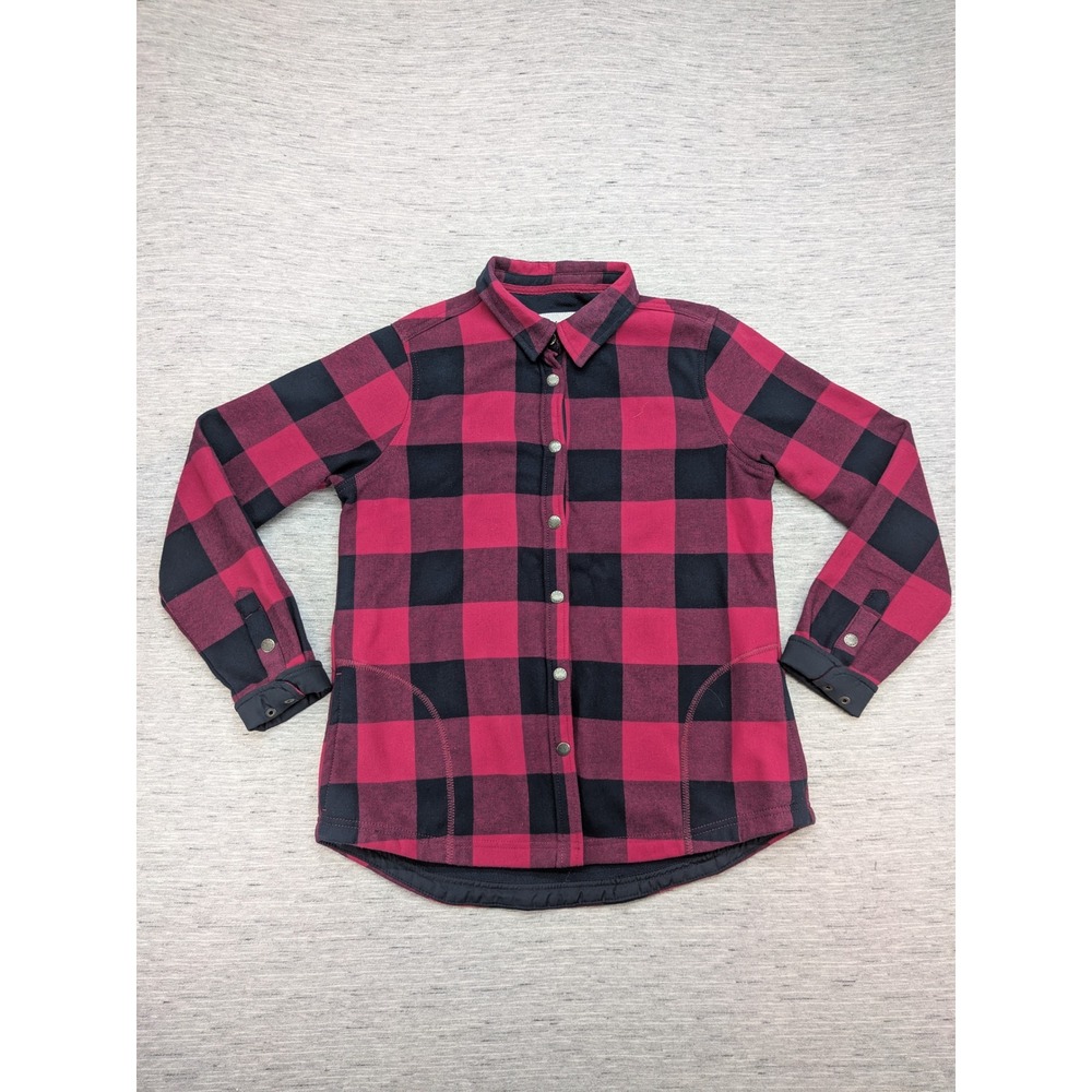 Orvis Fleece‎ Lined Shirt Jacket Plaid Button Up Shacket Medium Outoorsy Hiking